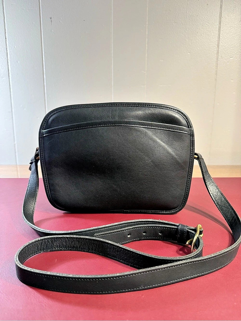 Vintage Coach Black Leather Lewiston Zip Crossbody Bag 9931